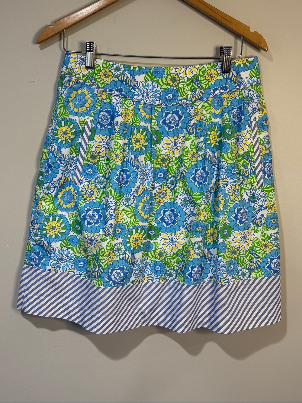 Lilly Pulitzer Wild Thing Fayette Skirt Print Floral Zebra Blue Green Size 4